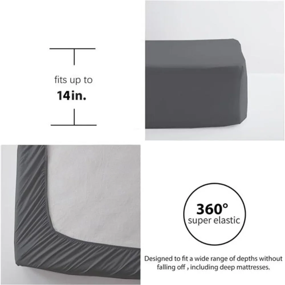 New Full Comforter Set 7 Pieces, Dark Grey Seersucker Bed in a Bag